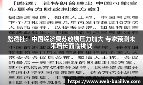 路透社：中国经济复苏放缓压力加大 专家预测未来增长面临挑战